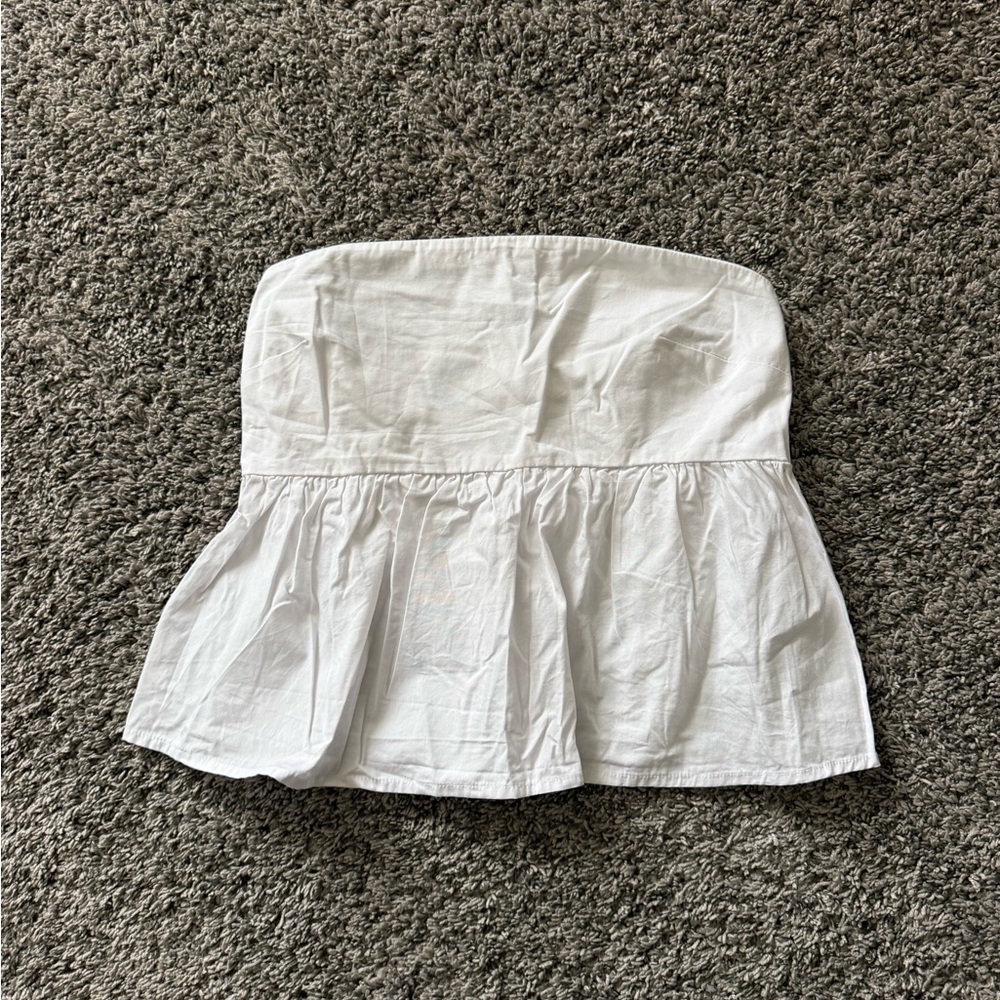 a new day White Strapless Peplum tube top